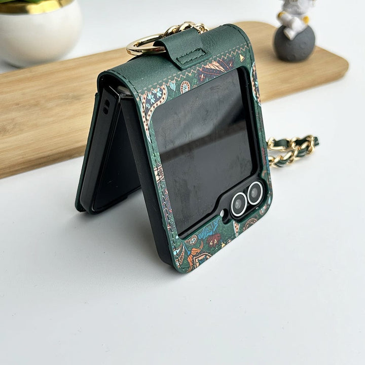 FRATO Flip 6 Collection Green Samsung Galaxy Z Flip 6 Indian Art Designer Cover With  Bracelet and Card Holder