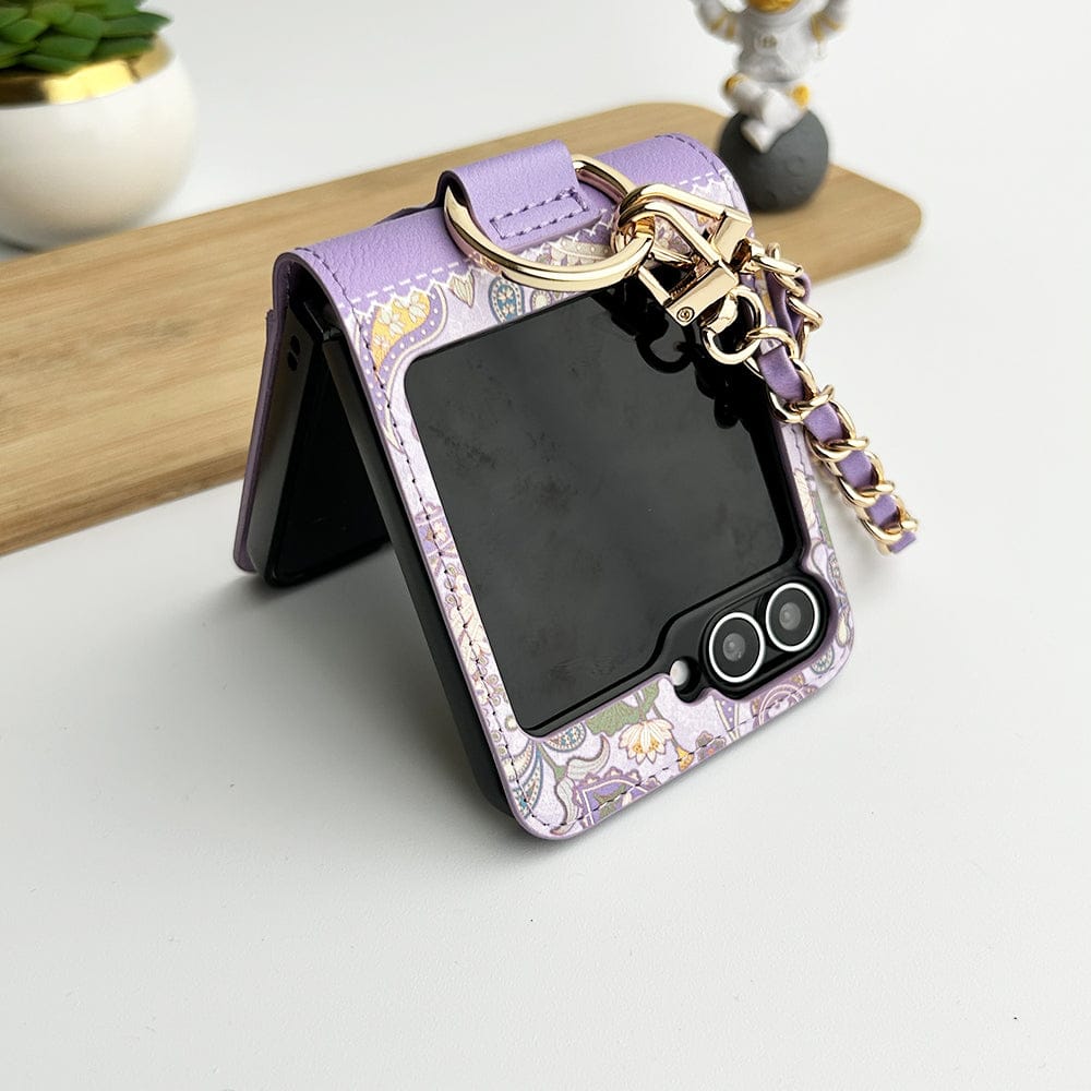 FRATO Flip 6 Collection Lavender Samsung Galaxy Z Flip 6 Indian Art Designer Cover With  Bracelet and Card Holder