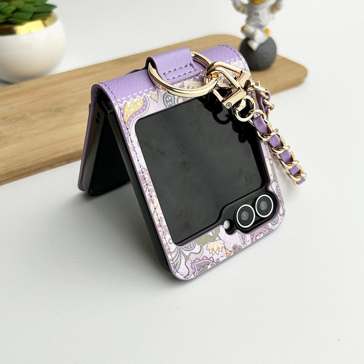 FRATO Flip 6 Collection Lavender Samsung Galaxy Z Flip 6 Indian Art Designer Cover With  Bracelet and Card Holder