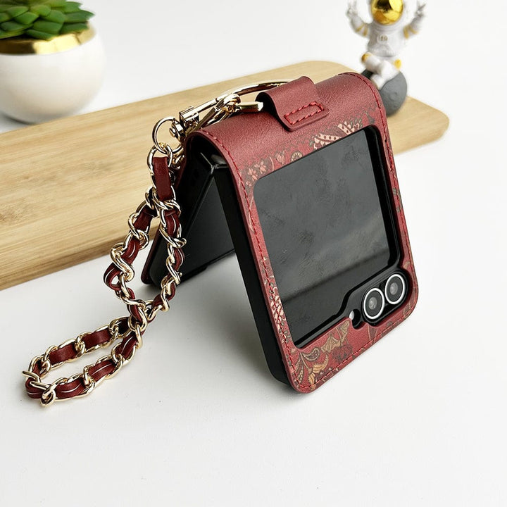 FRATO Flip 6 Collection Maroon Samsung Galaxy Z Flip 6 Indian Art Designer Cover With  Bracelet and Card Holder
