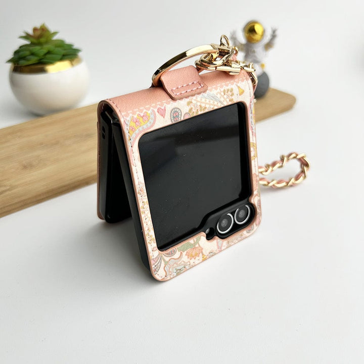 FRATO Flip 6 Collection Peach Samsung Galaxy Z Flip 6 Indian Art Designer Cover With  Bracelet and Card Holder