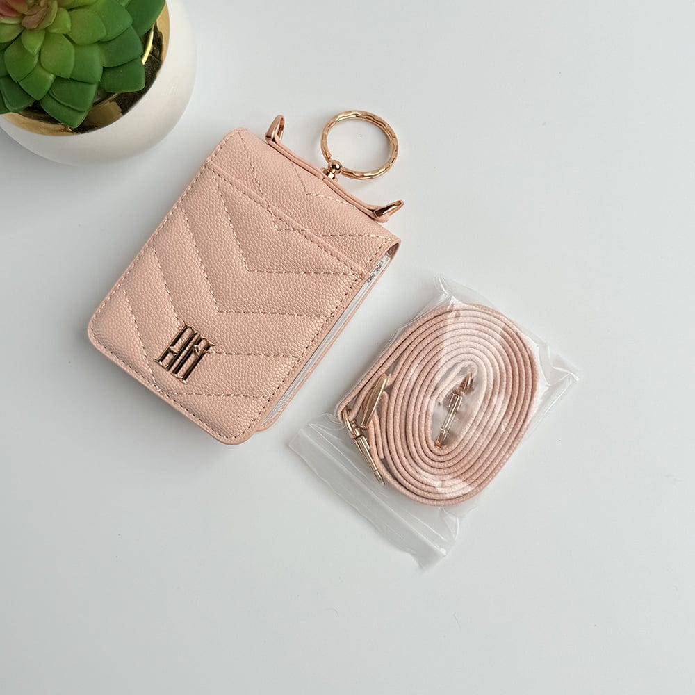 FRATO Flip 6 Collection Pink Samsung Galaxy Z Flip 6 Designer PU Leather Puff Design Case With Sling