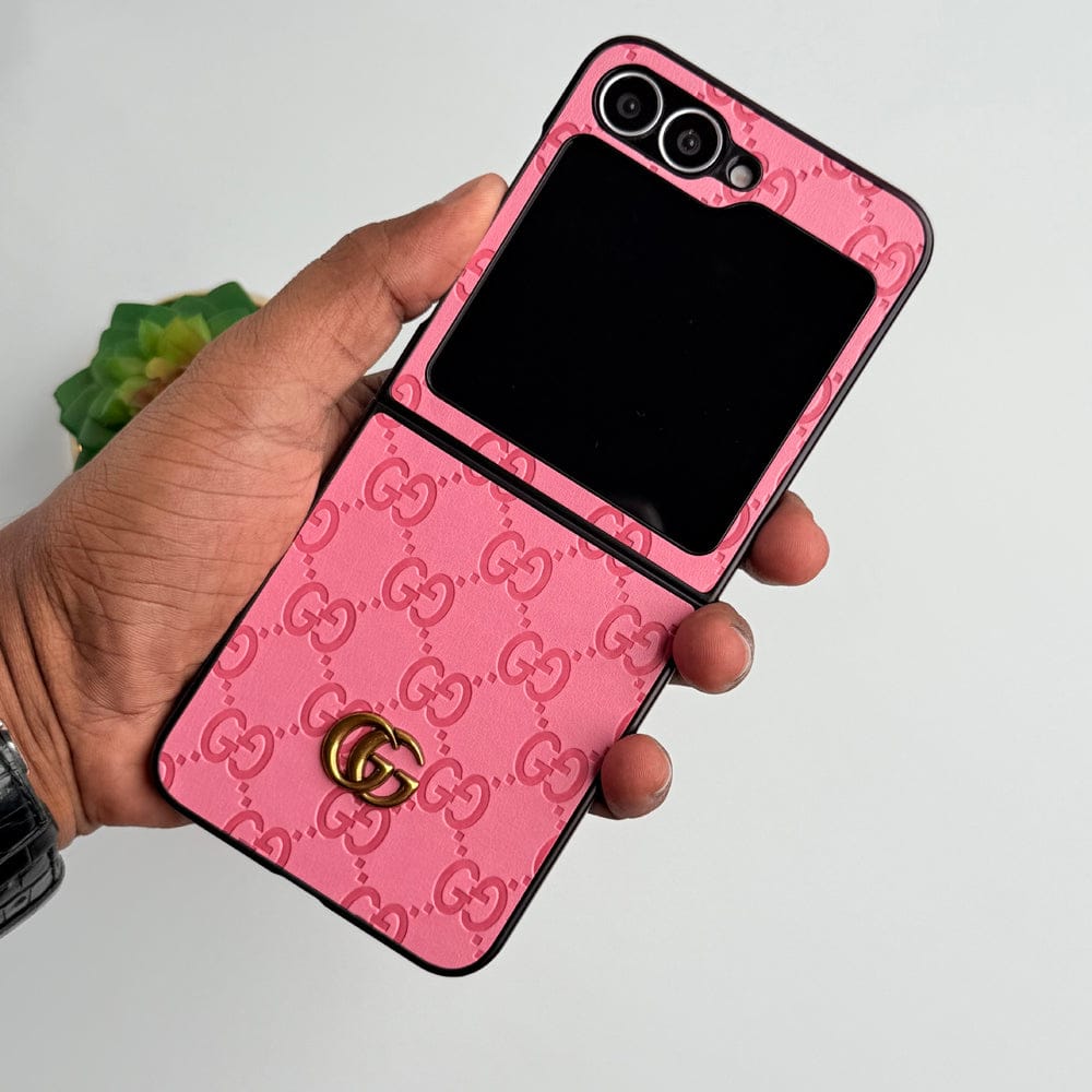Frato Flip 6 Collection Pink Samsung Galaxy Z Flip 6 Luxury GG Fashion Leather Brand Case Cover