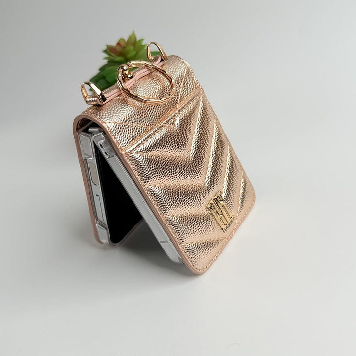 FRATO Flip 6 Collection Samsung Galaxy Z Flip 6 Designer PU Leather Puff Design Case With Sling