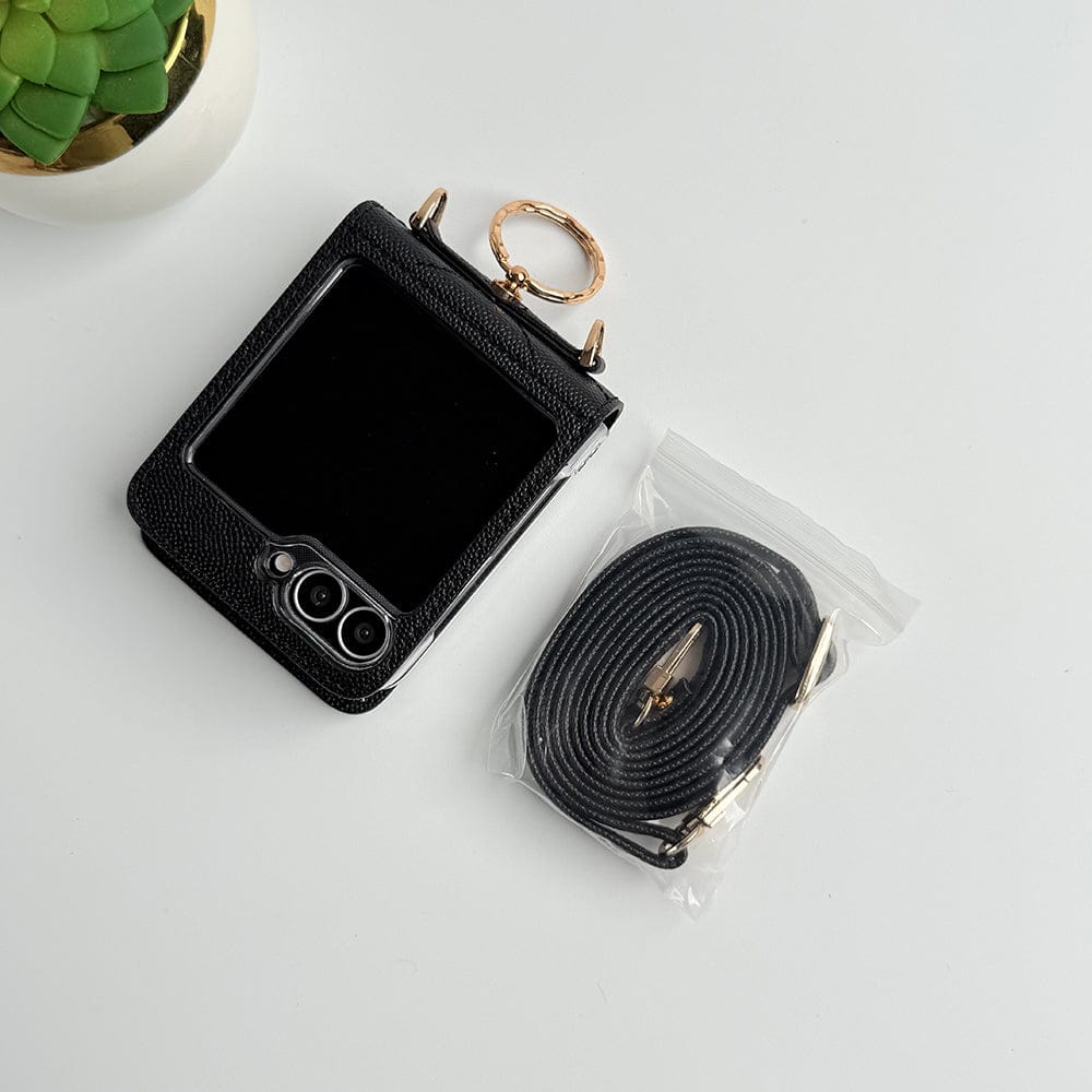 FRATO Flip 6 Collection Samsung Galaxy Z Flip 6 Designer PU Leather Puff Design Case With Sling