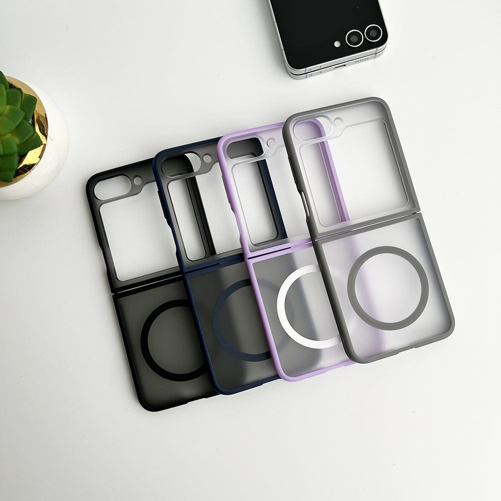 FRATO Flip 6 Collection Samsung Galaxy Z Flip 6 Frosted Smoke Case With Magnetic Charging Ring