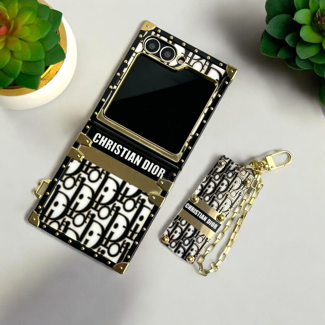 FRATO Flip 6 Collection Samsung Galaxy Z Flip 6 Luxury CD Trunk Case Cover With Chain