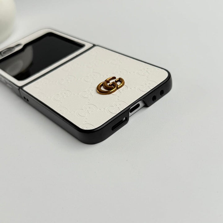 Frato Flip 6 Collection Samsung Galaxy Z Flip 6 Luxury GG Fashion Leather Brand Case Cover