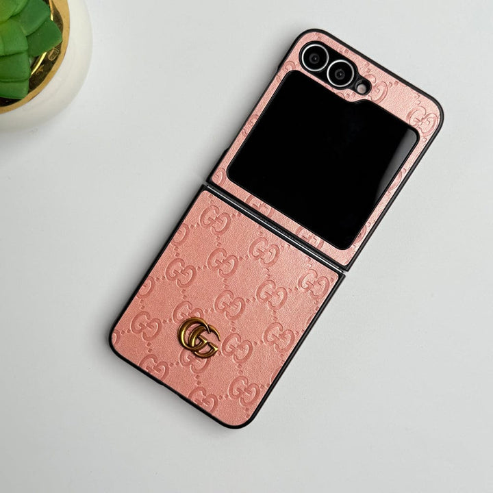 Frato Flip 6 Collection Samsung Galaxy Z Flip 6 Luxury GG Fashion Leather Brand Case Cover