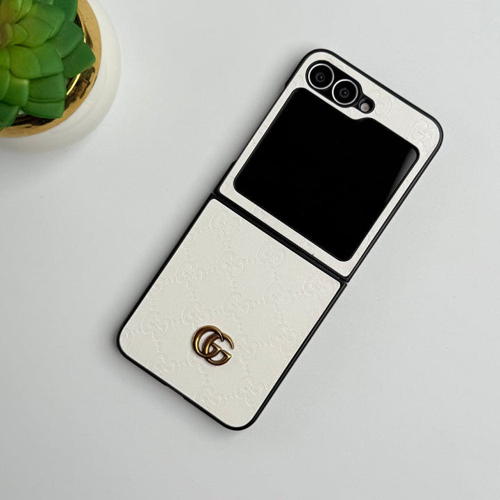 Frato Flip 6 Collection Samsung Galaxy Z Flip 6 Luxury GG Fashion Leather Brand Case Cover
