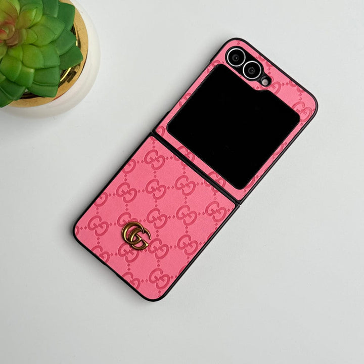 Frato Flip 6 Collection Samsung Galaxy Z Flip 6 Luxury GG Fashion Leather Brand Case Cover