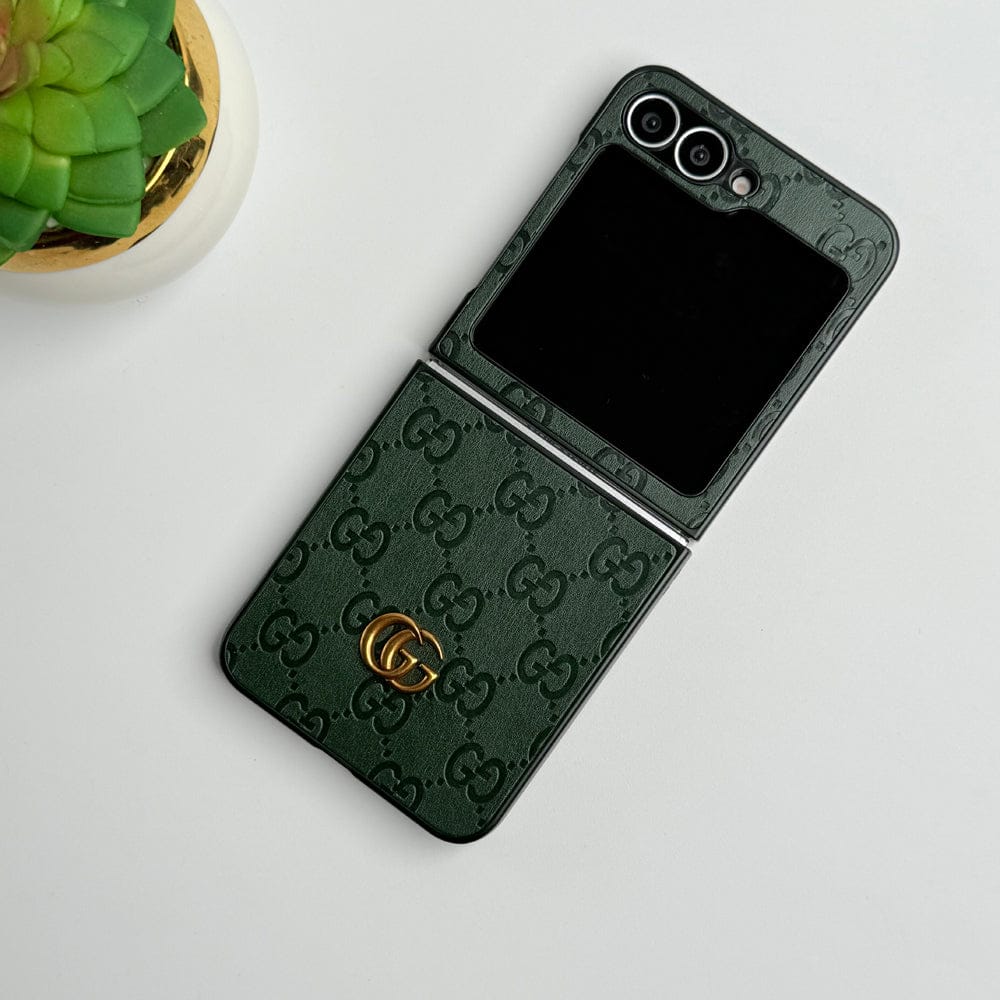 Frato Flip 6 Collection Samsung Galaxy Z Flip 6 Luxury GG Fashion Leather Brand Case Cover