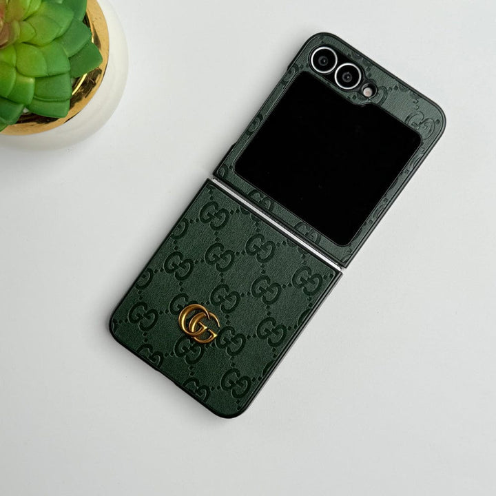 Frato Flip 6 Collection Samsung Galaxy Z Flip 6 Luxury GG Fashion Leather Brand Case Cover