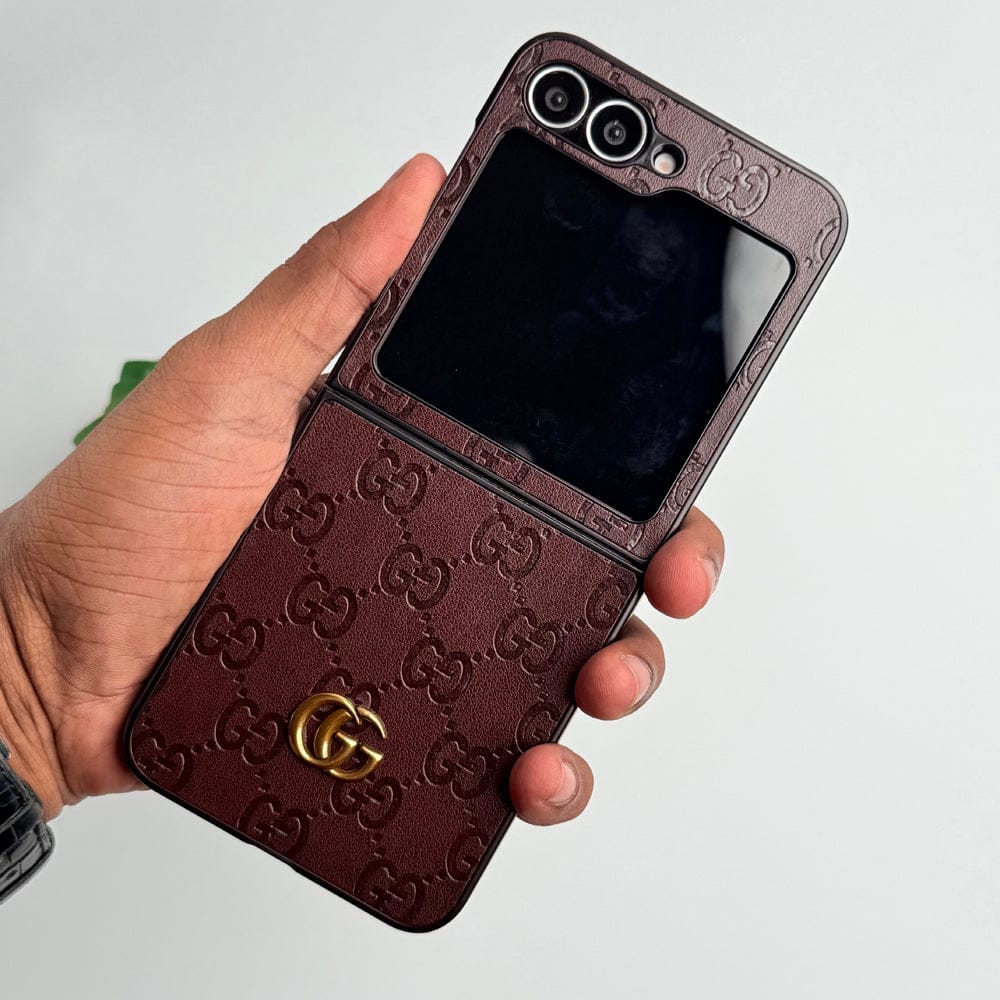 Frato Flip 6 Collection Samsung Galaxy Z Flip 6 Luxury GG Fashion Leather Brand Case Cover