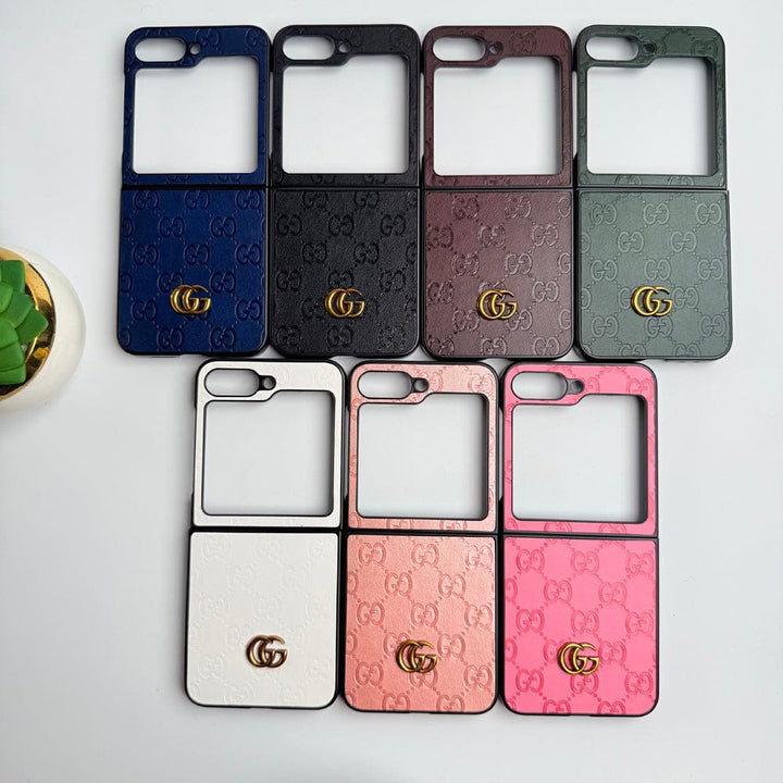 Frato Flip 6 Collection Samsung Galaxy Z Flip 6 Luxury GG Fashion Leather Brand Case Cover