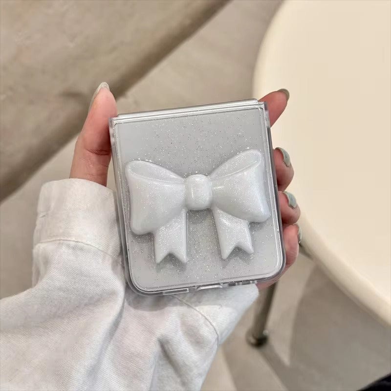 FRATO Flip 6 Collection Samsung Galaxy Z Flip 6 Luxury Glitter 3D Big Bow Pearl Pendant Cover