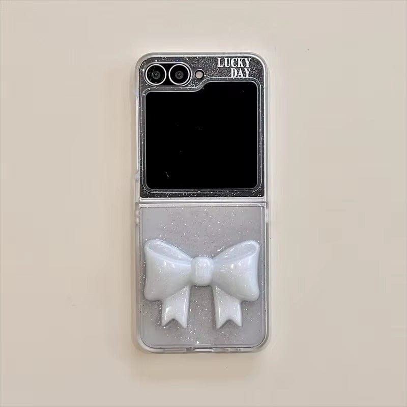 FRATO Flip 6 Collection Samsung Galaxy Z Flip 6 Luxury Glitter 3D Big Bow Pearl Pendant Cover