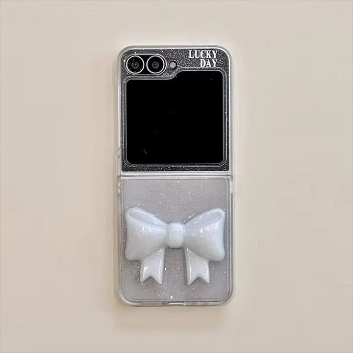 FRATO Flip 6 Collection Samsung Galaxy Z Flip 6 Luxury Glitter 3D Big Bow Pearl Pendant Cover