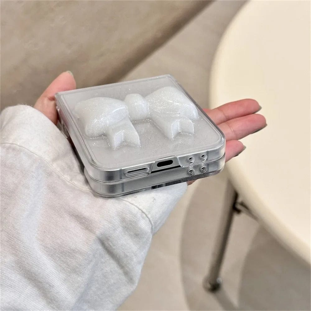 FRATO Flip 6 Collection Samsung Galaxy Z Flip 6 Luxury Glitter 3D Big Bow Pearl Pendant Cover
