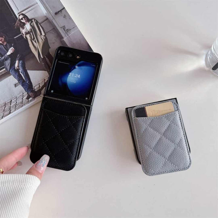 FRATO Flip 6 Collection Samsung Galaxy Z Flip 6 Magsafe Case Luxury CC Leather Magnetic Wireless Charging Card Wallet Case