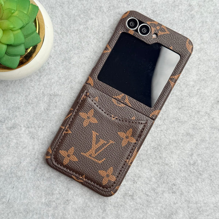 FRATO Flip 6 Collection Samsung Galaxy Z Flip 6 Premium Luxury Brand Leather Card Holder Case Cover