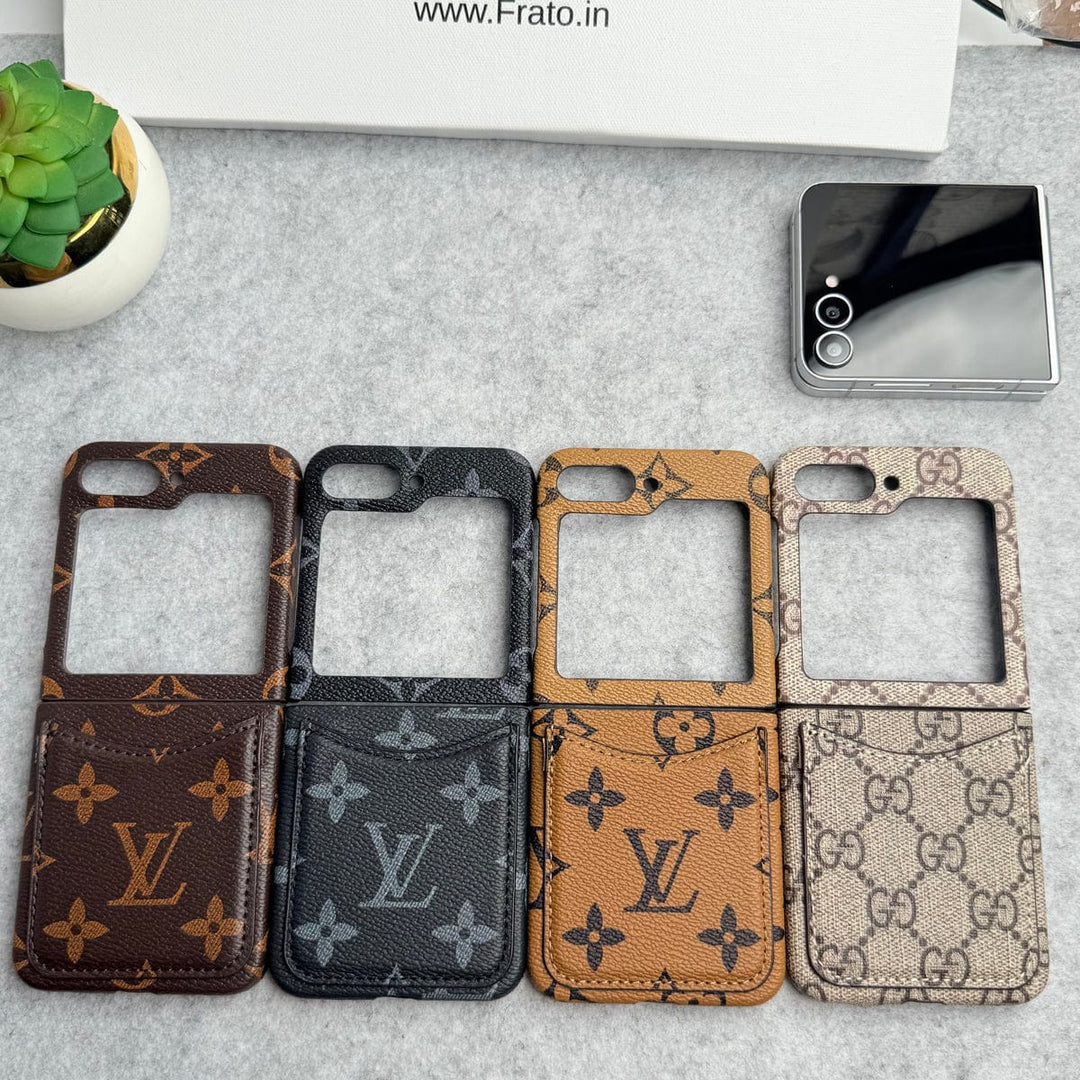 FRATO Flip 6 Collection Samsung Galaxy Z Flip 6 Premium Luxury Brand Leather Card Holder Case Cover