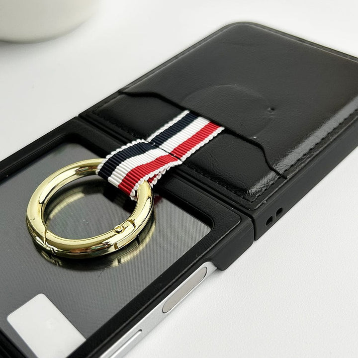 FRATO Flip 6 Collection Samsung Galaxy Z Flip 6 PU Leather Card Holder Loop Front Screen Protector Case Cover