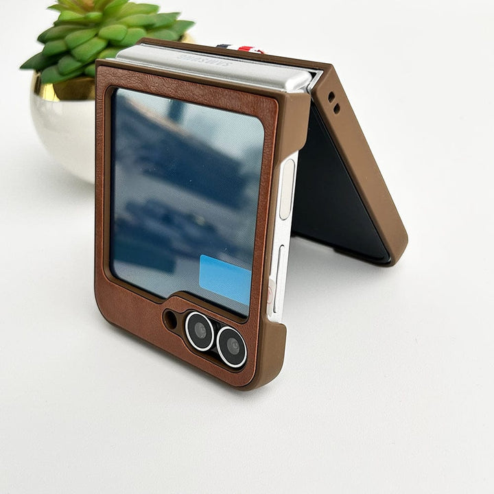 FRATO Flip 6 Collection Samsung Galaxy Z Flip 6 PU Leather Card Holder Loop Front Screen Protector Case Cover
