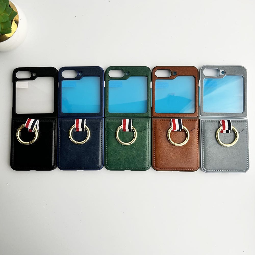 FRATO Flip 6 Collection Samsung Galaxy Z Flip 6 PU Leather Card Holder Loop Front Screen Protector Case Cover