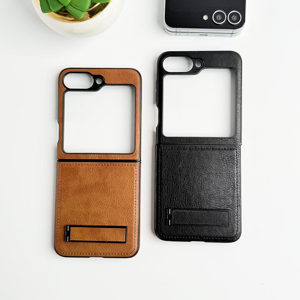 FRATO Flip 6 Collection Samsung Galaxy Z Flip 6 PU Leather Case With Metal Kick Stand