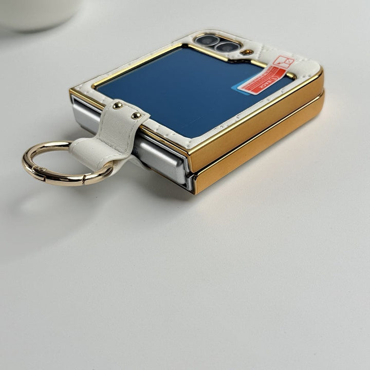 FRATO Flip 6 Collection Samsung Galaxy Z Flip 6 PU Leather Puff Design Front Glass Case With Sling