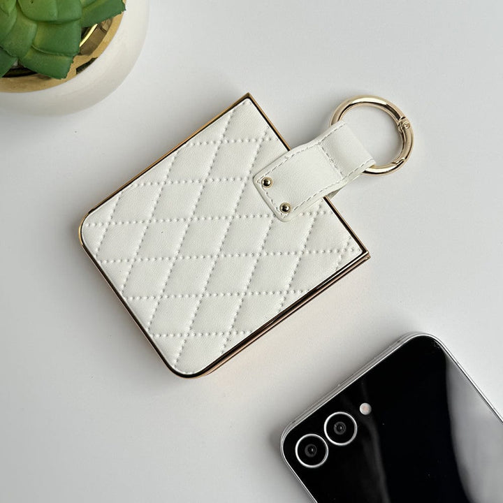 FRATO Flip 6 Collection Samsung Galaxy Z Flip 6 PU Leather Puff Design Front Glass Case With Sling
