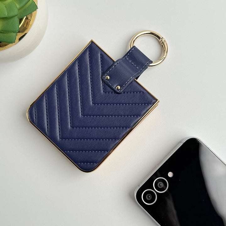 FRATO Flip 6 Collection Samsung Galaxy Z Flip 6 PU Leather Puff Design Front Glass Case With Sling