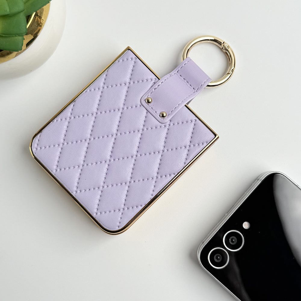 FRATO Flip 6 Collection Samsung Galaxy Z Flip 6 PU Leather Puff Design Front Glass Case With Sling