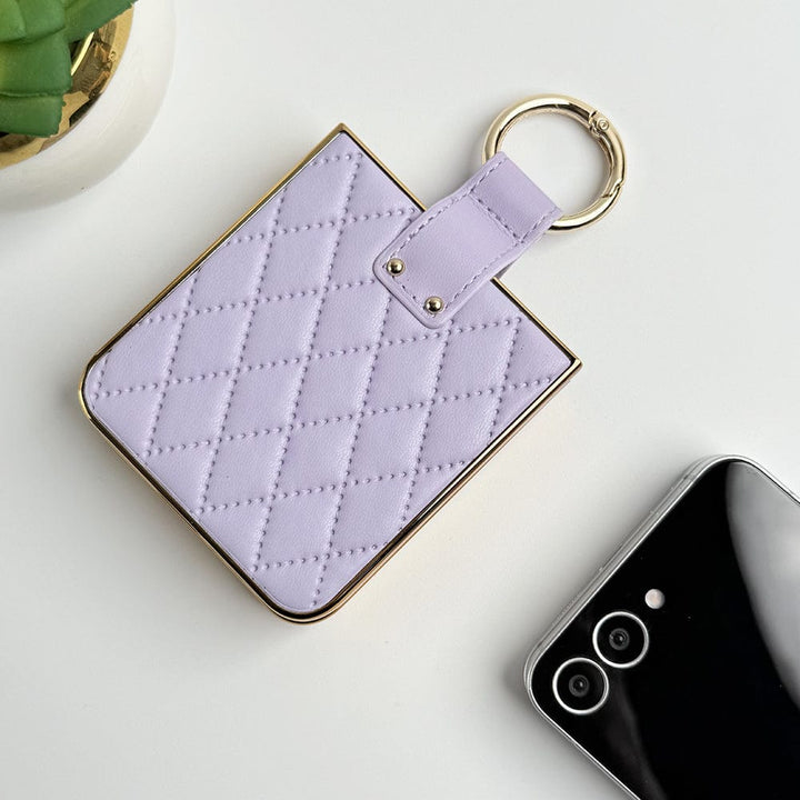 FRATO Flip 6 Collection Samsung Galaxy Z Flip 6 PU Leather Puff Design Front Glass Case With Sling
