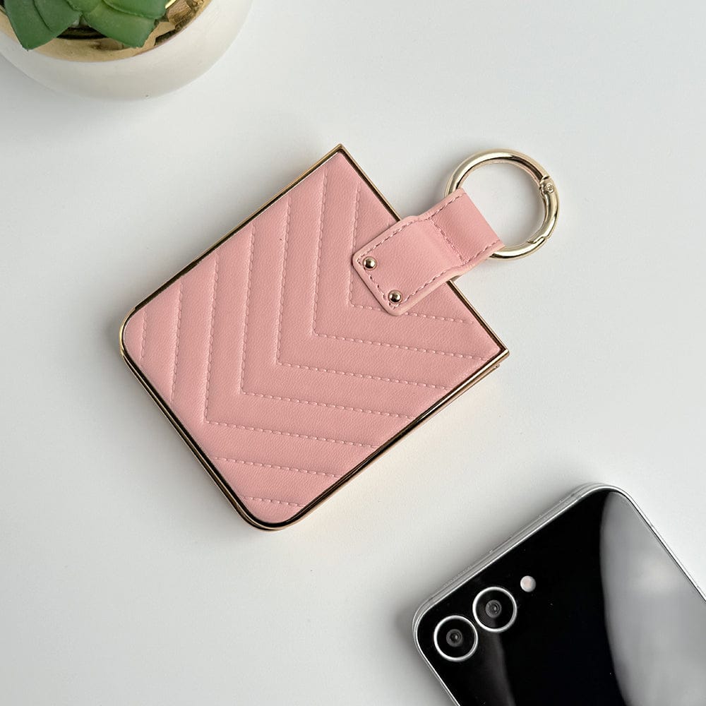 FRATO Flip 6 Collection Samsung Galaxy Z Flip 6 PU Leather Puff Design Front Glass Case With Sling