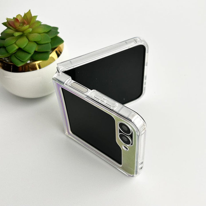 FRATO Flip 6 Collection Samsung Galaxy Z Flip 6 Transparent Shiny Color Case Cover With Magnetic Charging Ring