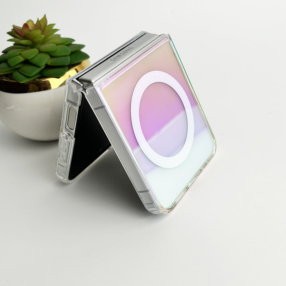 FRATO Flip 6 Collection Samsung Galaxy Z Flip 6 Transparent Shiny Color Case Cover With Magnetic Charging Ring