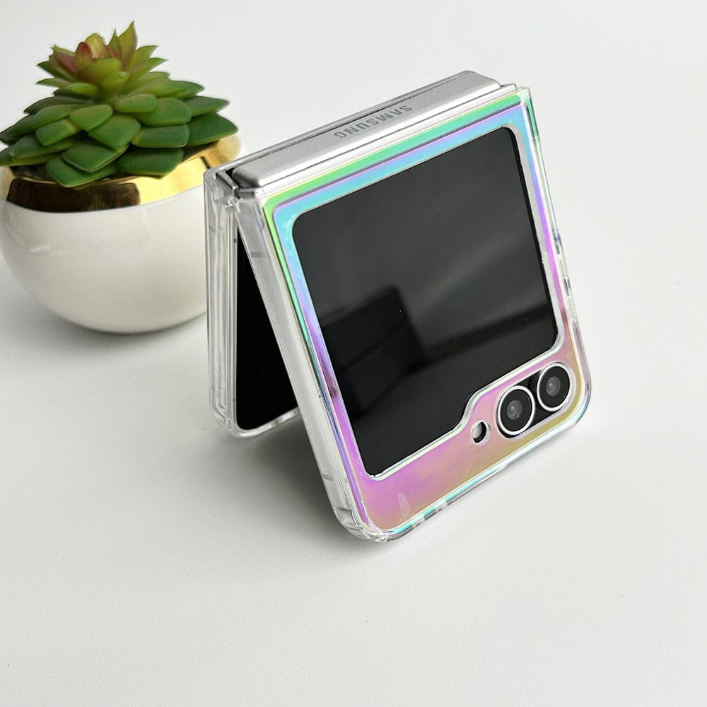 FRATO Flip 6 Collection Samsung Galaxy Z Flip 6 Transparent Shiny Color Case Cover With Magnetic Charging Ring
