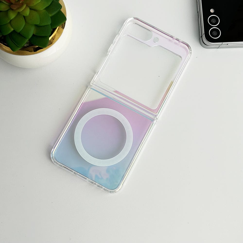 FRATO Flip 6 Collection Samsung Galaxy Z Flip 6 Transparent Shiny Color Case Cover With Magnetic Charging Ring