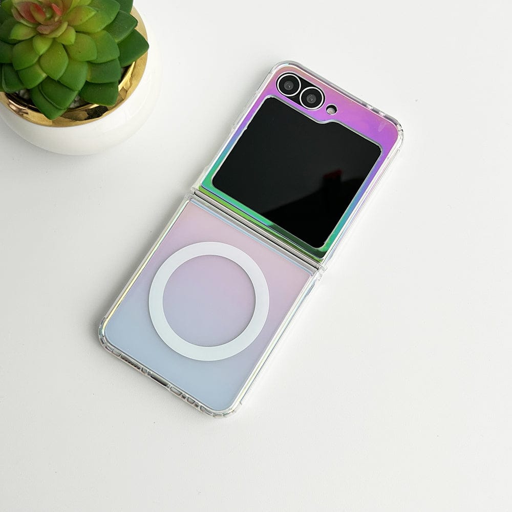 FRATO Flip 6 Collection Samsung Galaxy Z Flip 6 Transparent Shiny Color Case Cover With Magnetic Charging Ring