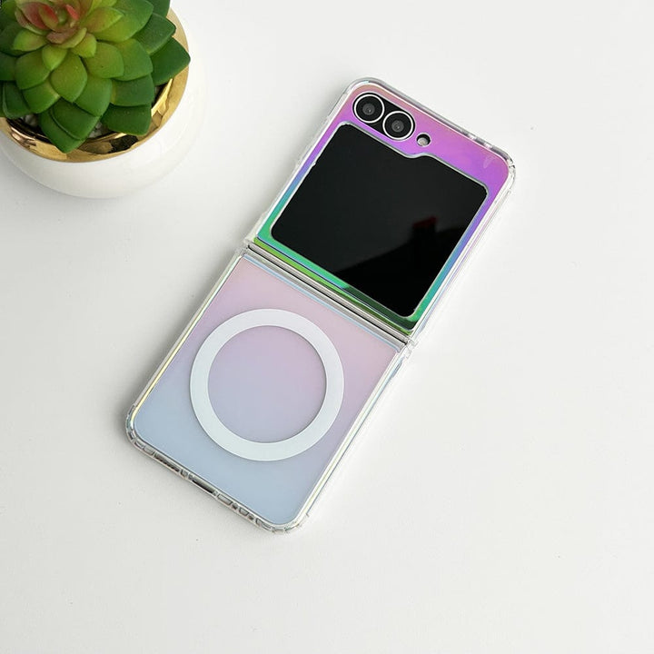 FRATO Flip 6 Collection Samsung Galaxy Z Flip 6 Transparent Shiny Color Case Cover With Magnetic Charging Ring