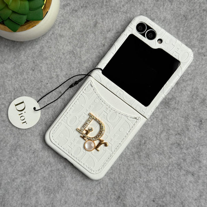 FRATO Flip 6 Collection White Samsung Galaxy Z Flip 6 Luxury DR Brand PU Leather Design Case Cover