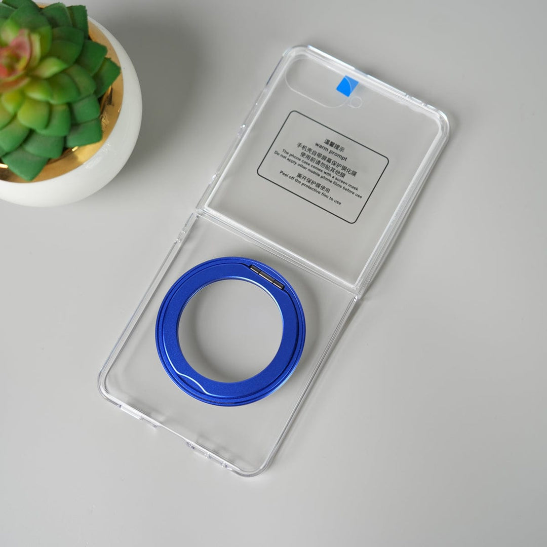 FRATO Flip 7 Collections Blue Samsung Galaxy Z Flip 7 Crystal Clear Case with 360° Rotating Stand &amp; Front Glass Protection