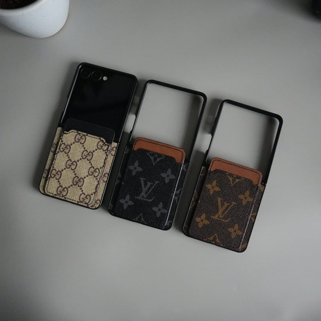 FRATO Flip 7 Collections Galaxy Z Flip 7 Luxury Brand Leather Card Holder Case | Slim Wallet Back Cover