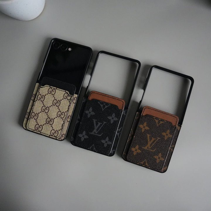 FRATO Flip 7 Collections Galaxy Z Flip 7 Luxury Brand Leather Card Holder Case | Slim Wallet Back Cover