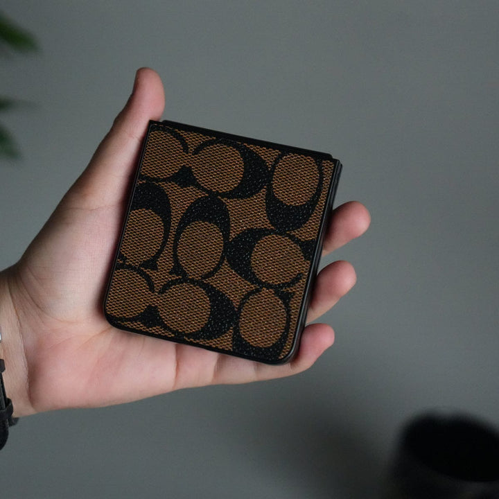 FRATO Flip 7 Collections Galaxy Z Flip 7 Luxury Leather CC Pattern Case | Slim Designer Back Cover