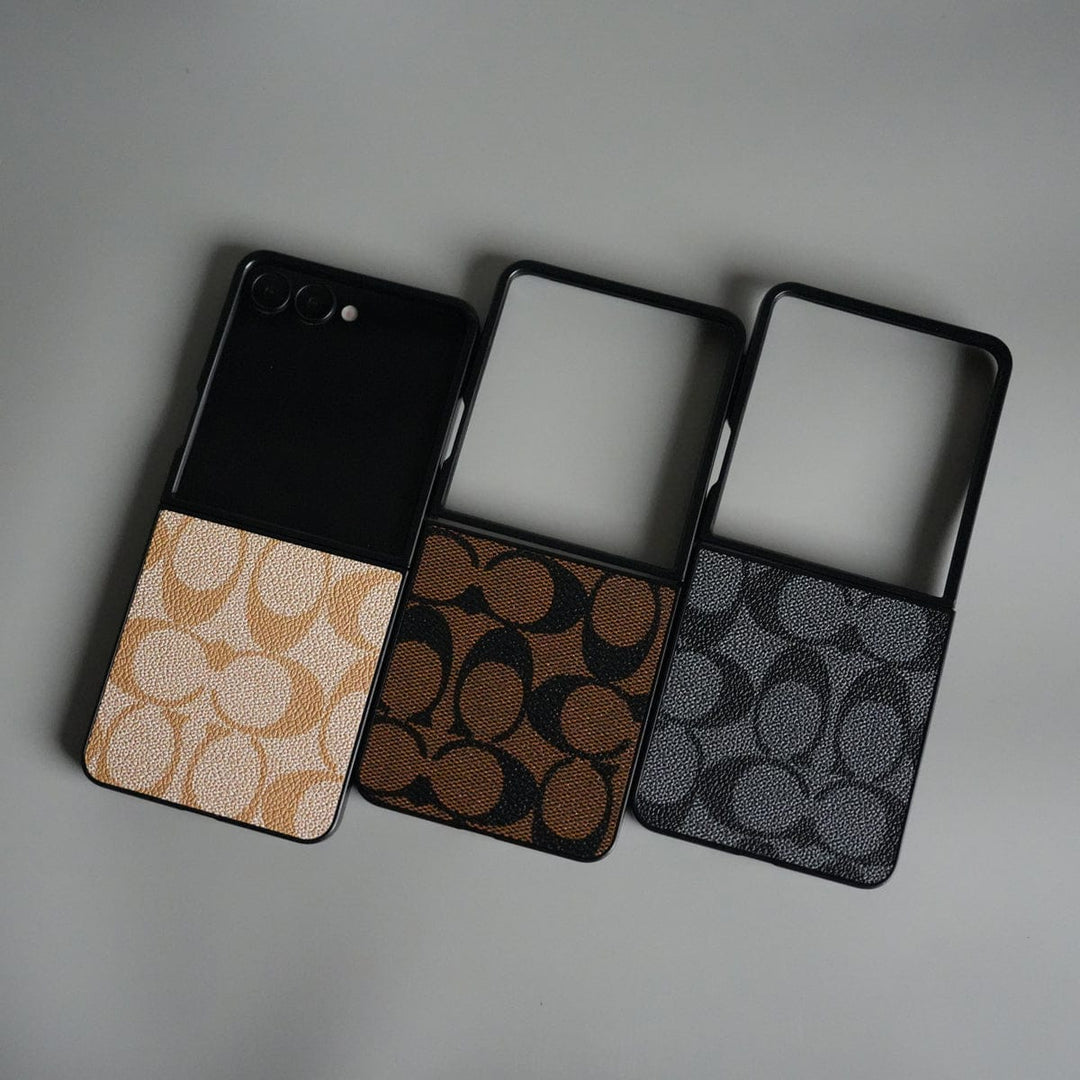 FRATO Flip 7 Collections Galaxy Z Flip 7 Luxury Leather CC Pattern Case | Slim Designer Back Cover