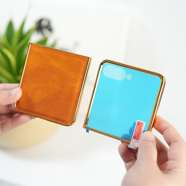 FRATO Flip 7 Collections Orange Samsung Galaxy Z Flip 7 Vintage Leather Texture Case