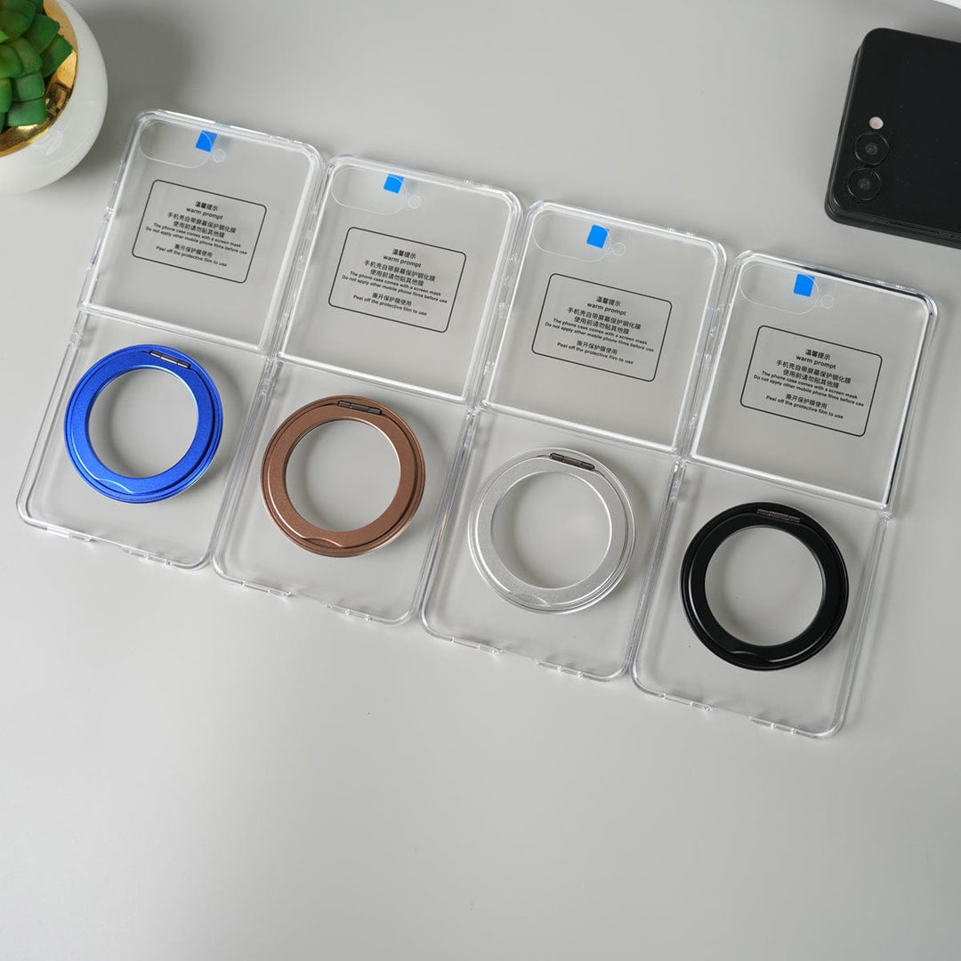 FRATO Flip 7 Collections Samsung Galaxy Z Flip 7 Crystal Clear Case with 360° Rotating Stand & Front Glass Protection